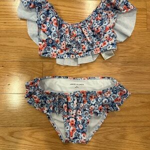 Janie and Jack Blue and Orange Floral Bikini